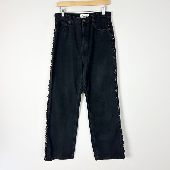 Reformation Jeans Wide Leg Beaded Sides Embellished Western Size 30 Women's - Picture 1 of 4